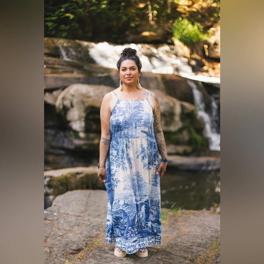 ⭐️Market of Stars⭐️ Let the Light In Vintage Artwork Boho Adjustable Strap Dress - Picture 7 of 16